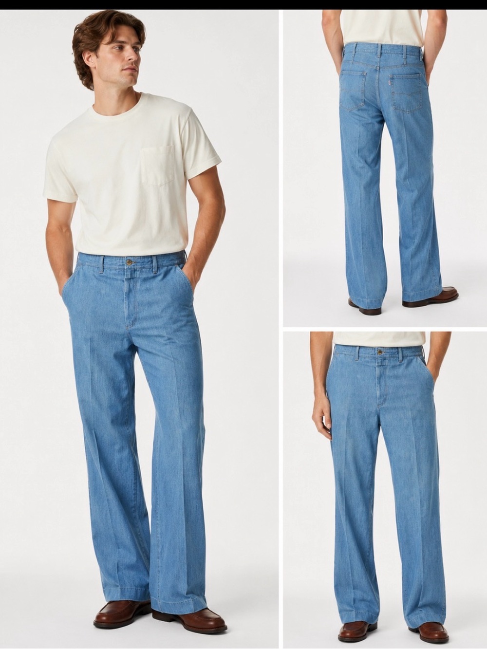 Vintage Levi’s Panatela Sportswear Men’s Chambray Denim Wide Leg Pants 42x30